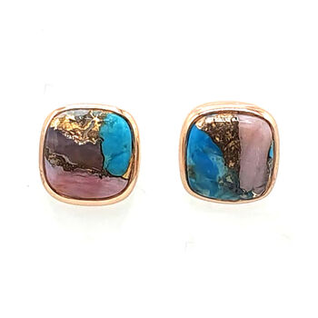 Rose Gold Vermeil Opal And Turquoise Earrings, 3 of 4
