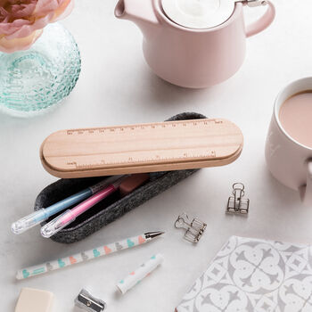 Personalised Wooden Felt Pencil Case And Phone Stand, 6 of 9