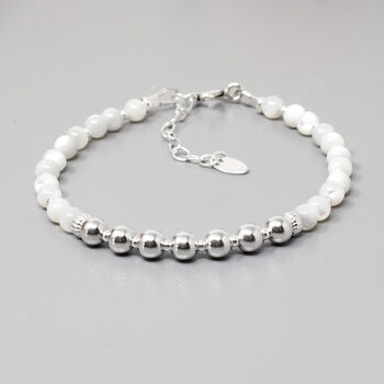 Sterling Silver 70th Birthday Bracelet, Mother Of Pearl Gemstone, 2 of 3