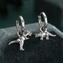 Sterling Silver Mismatched T Rex And Triceratops Hoop Earrings, thumbnail 1 of 12