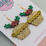 Mince Pie Glitter Christmas Resin Earrings, thumbnail 3 of 4