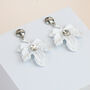 White Painted Autumn Leaf Earrings, thumbnail 1 of 5