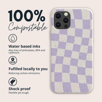 Purple Check Eco Friendly, Biodegradable Phone Case, 2 of 7