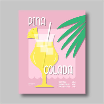Pina Colada Cocktail Print Four Colour Options, 3 of 8