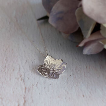 Hydrangea Pressed Flower Necklace Sterling Silver, 6 of 10