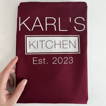 Personalised Kitchen Apron With Name And Year, 3 of 12