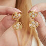 Opal Cabuchon Gold Plated Silver Stud Earrings, thumbnail 3 of 12