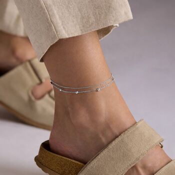 Sterling Silver Ankle Bracelet | Anklet Birthday Gift For Her, 3 of 12