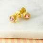 Pink Tourmaline October Birthstone Gold Plated Necklace, thumbnail 2 of 3