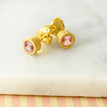 Pink Tourmaline October Birthstone Gold Plated Necklace, 2 of 3