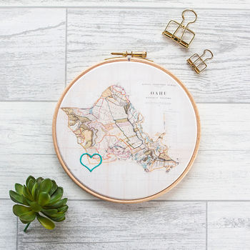Personalised Cotton Embroidered Map Hoop, 4 of 10