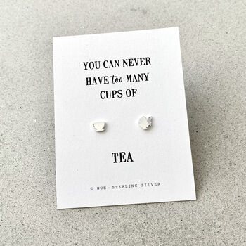 Silver Tea Earrings. Tea Lover Gift, 3 of 4