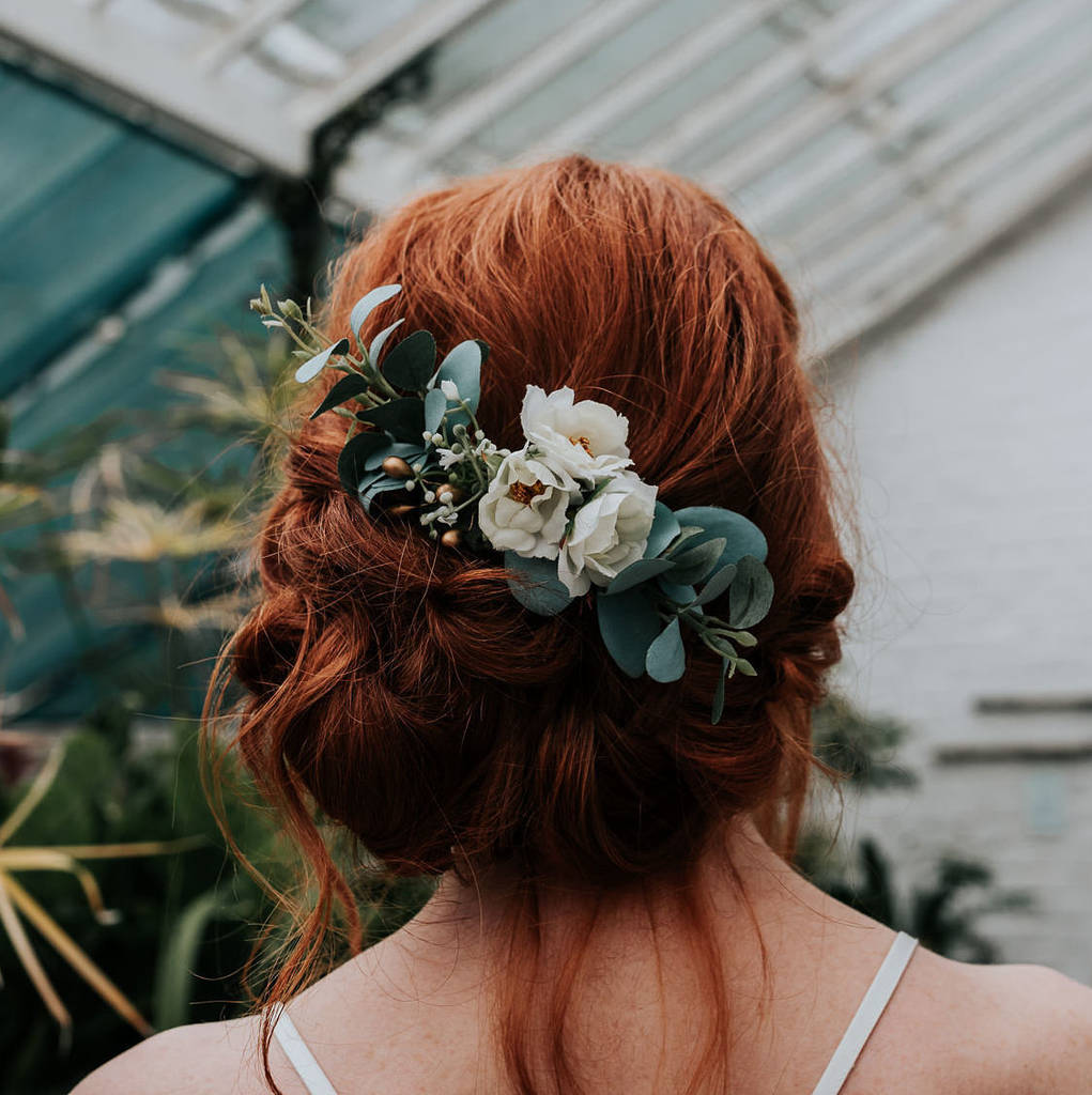 Sage Eucalyptus Wild Rose Wedding Bridal Hair Comb By Luna and Wild |  