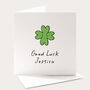 Personalised Good Luck Card – Cute Four Leaf Clover Design, thumbnail 1 of 4