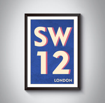Sw12 Balham, Clapham South London Postcode Art Print, 6 of 10