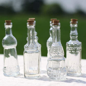 Set Of Six Glass Bottle Vases With Cork Stoppers, 6 of 8