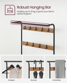 Coat Rack With Shoe Storage Bench And Hooks, 4 of 9