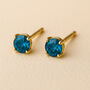 9ct Gold December Blue Topaz Birthstone Stud Earrings, thumbnail 1 of 4