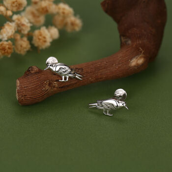 Sterling Silver Bird 16 G Flat Back Labret Earrings, 4 of 10
