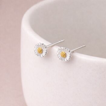 Sterling Silver And Gold Daisy Stud Earrings – 6mm, 3 of 7
