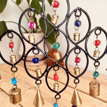 Black Recycled Ironwork Wind Chime Glass Beads, 2 of 6