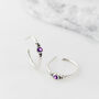 Holi Jewel Amethyst February Birthstone Sterling Silver Hoops, thumbnail 4 of 6