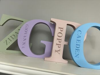 Engraved Personalised Letter Nursery Decor Wedding, 3 of 3