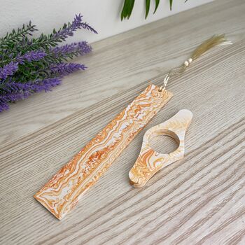 Orange Marbled Bookmark And Page Holder Giftset, 2 of 8