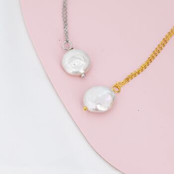 Coin Baroque Pearl Necklace In Sterling Silver, 2 of 11