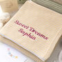 Personalised Sage Green Baby Blanket – Mini Stripe Design, thumbnail 4 of 12