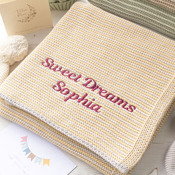 Personalised Sage Green Baby Blanket – Mini Stripe Design, 4 of 12