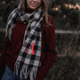Embroidered Neon Letter Check Scarf, thumbnail 1 of 3