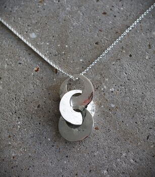 Sterling Silver Three Linked Rings Necklace, 2 of 2