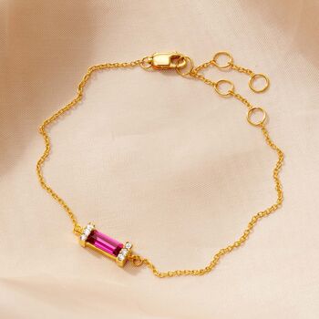 18k Gold Vermeil Birthstone Baguette Bracelet, 8 of 12