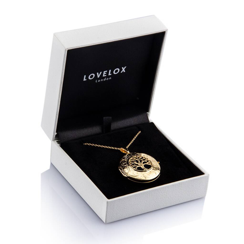 Personalised 18 K Gold Plated Tree Of Life Locket By Engravers Guild