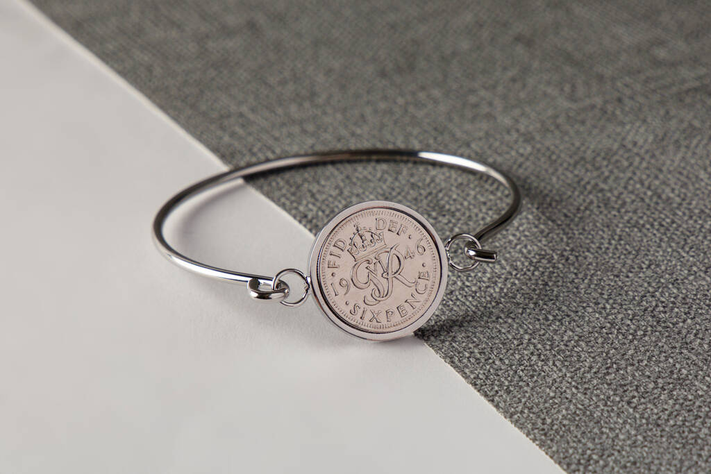 1946 80th Birthday Lucky Sixpence Coin Bracelet, 1 of 2