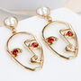 Artsy Abstract Gold Plated Drop Earrings, thumbnail 4 of 9