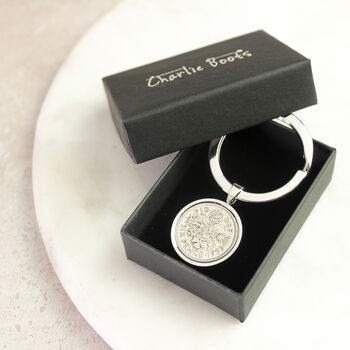 Personalised 70th Birthday Sixpence Coin Keyring, 5 of 7