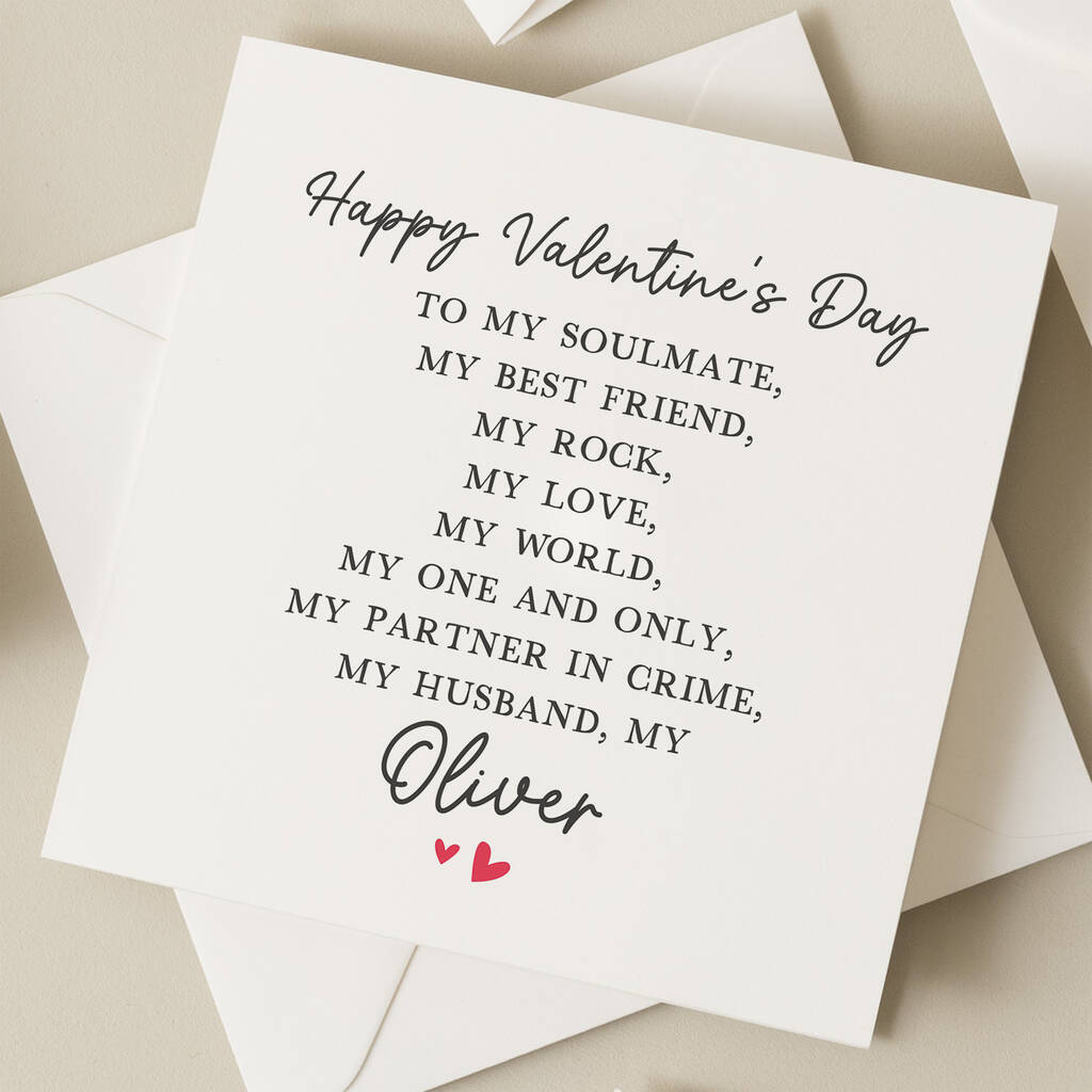 Husband Valentine's Day Poem Card By Paper Scene