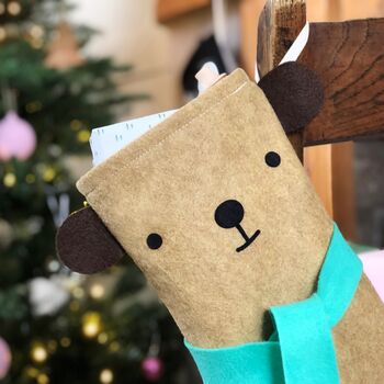 Bear Handmade Felt Dress Up Christmas Stocking, 8 of 12