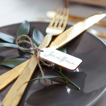 Personalised Wooden Luggage Tag Place Setting, 2 of 3