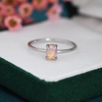 Pink Opal Oval Ring In Sterling Silver, 2 of 12