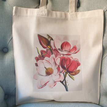 Magnolia Print Cotton Tote Bag, 2 of 6