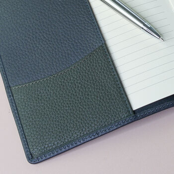 Personalised Premium Leather Notebook With Pen Holder, 8 of 10