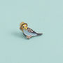Budgie In A Trilby Enamel Pin Badge, thumbnail 1 of 3