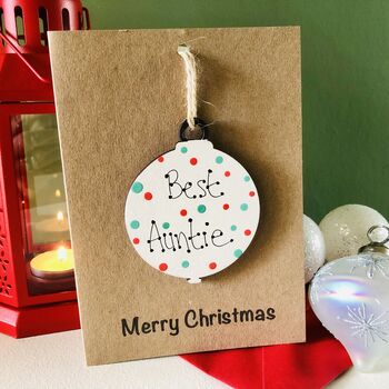 Personalised Auntie Christmas Card Bauble Decoration, 3 of 4