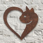 Metal Cat In Heart Wall Art Sculpture, thumbnail 1 of 1