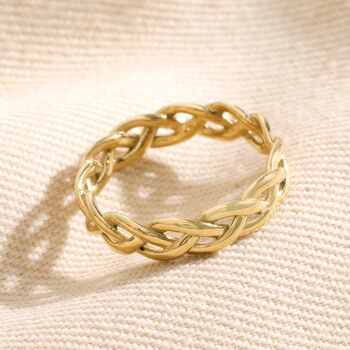 Gold Stainless Steel Braided Band Ring, 2 of 4