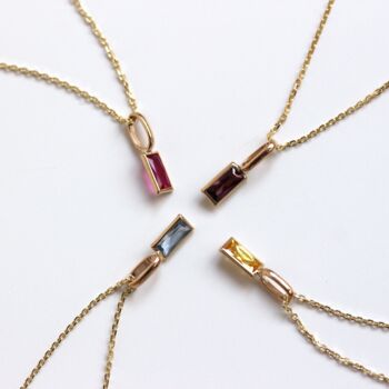 9ct Solid Gold 12 Birthstone Cz Baguette Necklace, 2 of 12