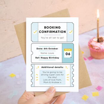 Personalised Birthday Booking Confirmation Card, 2 of 10
